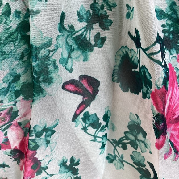 Mac Duggal Long-Sleeve Ruffled Floral Chiffon🦋Tiered Mini Dress - Picture 6 of 16